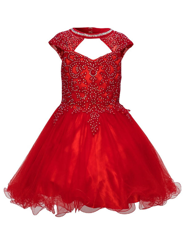Girls Multi Color Rhinestone Halter Sweetheart Neckline Flower Girl Dress 2-16 - SophiasStyle.com